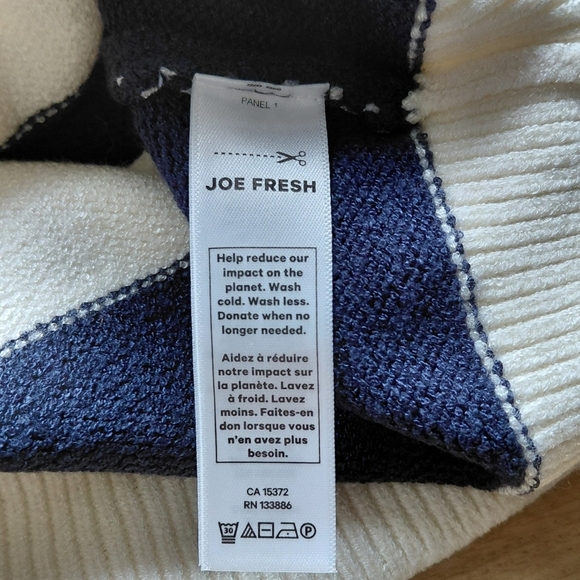 Joe Fresh Navy and Cream Striped Crew Neck Sweater - Picture 5 of 6